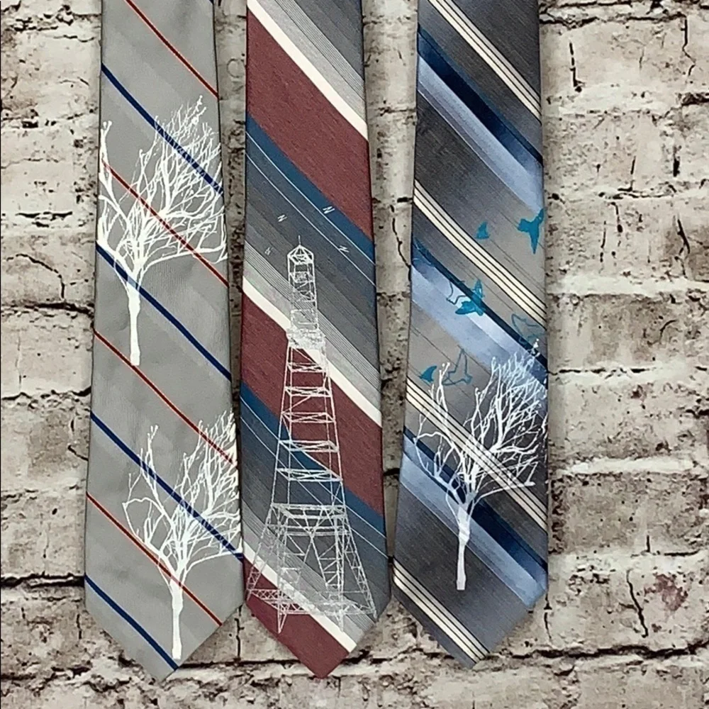 3 vintage upcycled striped ties